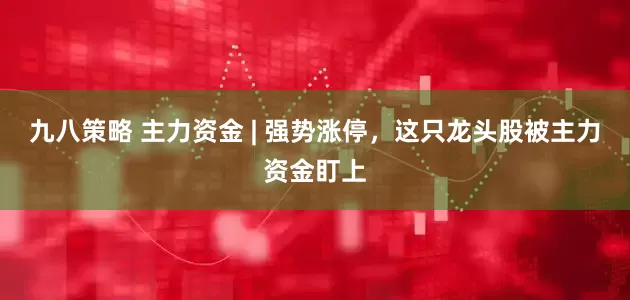 九八策略 主力资金 | 强势涨停，这只龙头股被主力资金盯上